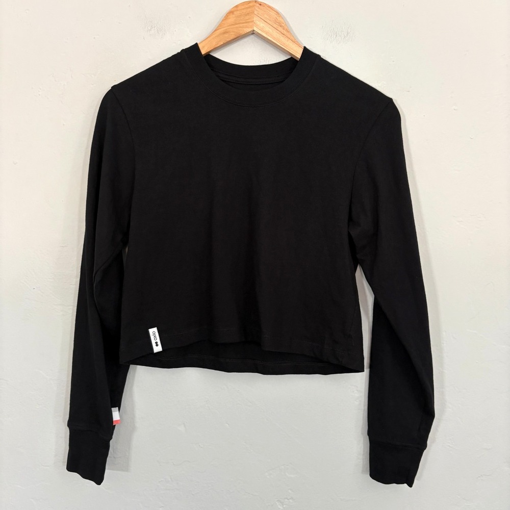 Province of Canada Monday Crop Top Women Size 2XS Black Cotton Long Sleeve New